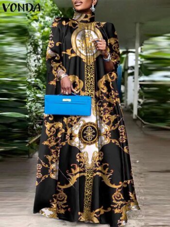 Women Bohemian Bat Sleeve  Elegant Satin Long Sundress