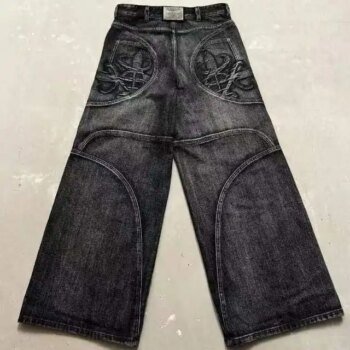 New American Retro Washed Embroidered Jeans