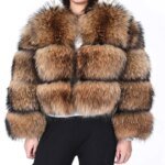 Natural Fox Fur Jacket Plus Size