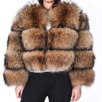 Natural Fox Fur Jacket Plus Size