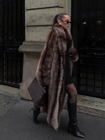 Chic Brown Faux Fur Overcoat