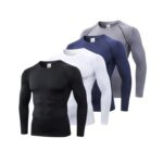 Men's thermal sports underwear elastic quick drying O-neck round neck thin autumn slim long sleeve base shirt men's top