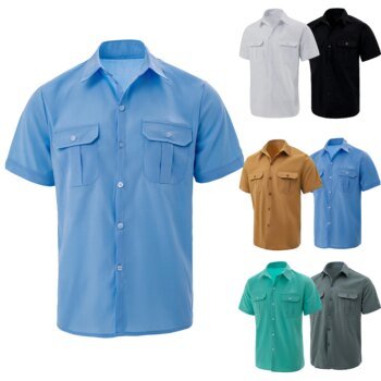 Lapel Solid Short Sleeve Shirt