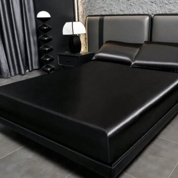 2/3pcs Luxurious Solid Silky Satin Fitted Sheet With Pillowcases