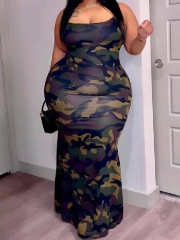 5XL 4XL Plus Size Spaghetti Strap  dress