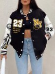 New York Art Letter 23 Printed Plus Size Women Jacket