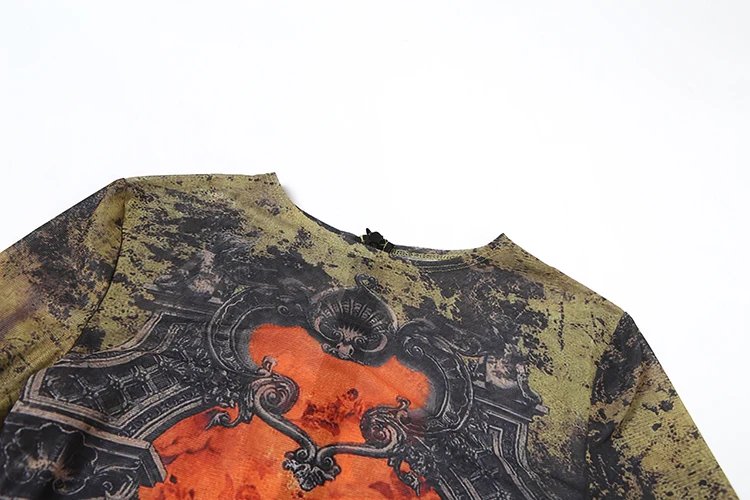 Weird Puss Sexy Fitness Jumpsuit Women Tie-Dye Print o-Neck