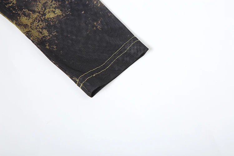 Weird Puss Sexy Fitness Jumpsuit Women Tie-Dye Print o-Neck