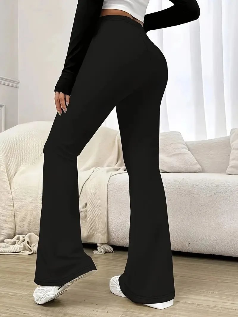 Women's High-Waisted Yoga Flared Pants Black