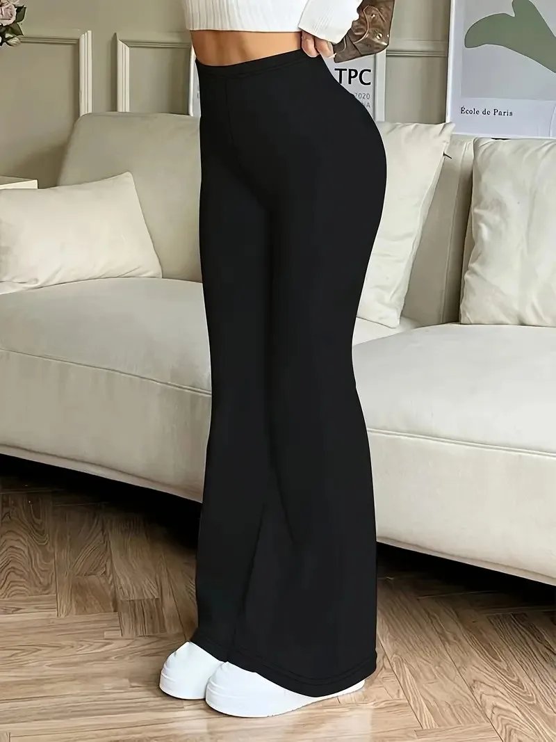 Women's High-Waisted Yoga Flared Pants Black