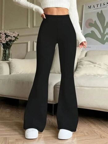 Women's High-Waisted Yoga Flared Pants Black
