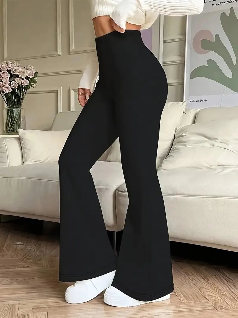 Women's High-Waisted Yoga Flared Pants Black
