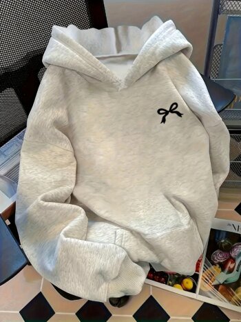Bow Print Hooded Sweatshirt
