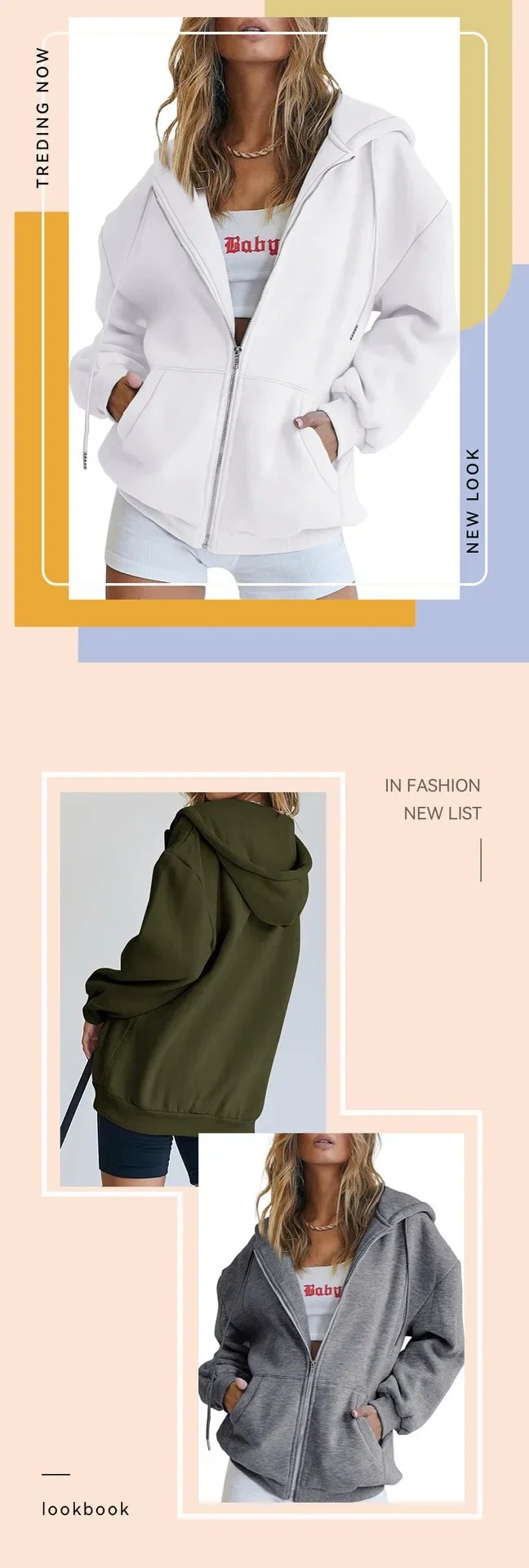 Fashion Gray Zip Up Sweatshirt