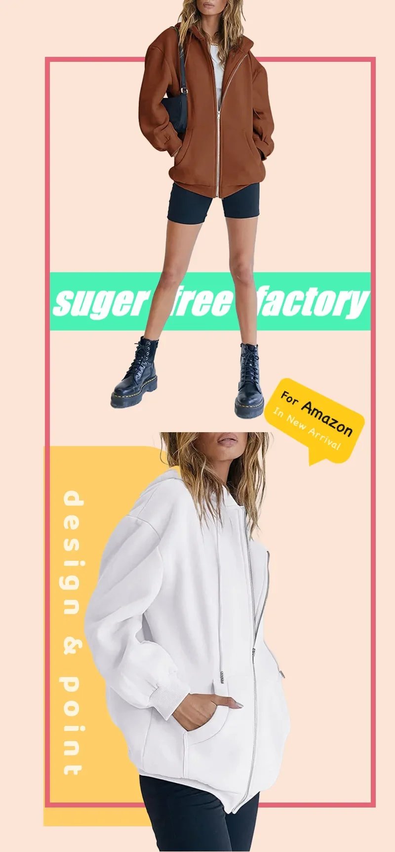 Fashion Gray Zip Up Sweatshirt