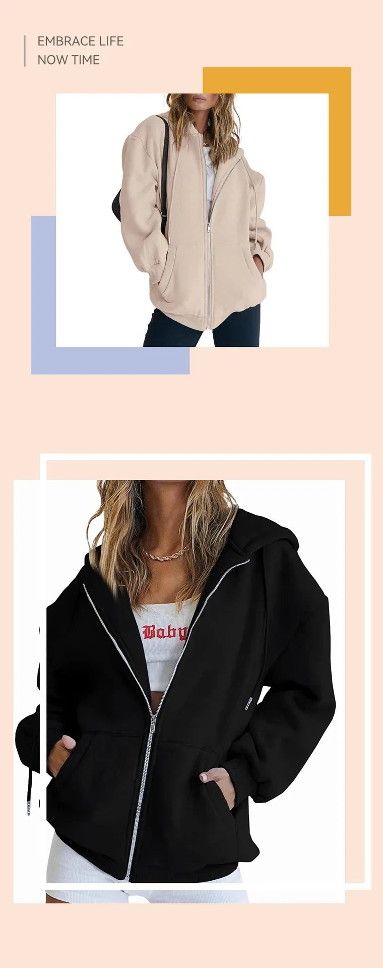 Fashion Gray Zip Up Sweatshirt