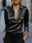 Women's Elegant Dressy Satin Shirt